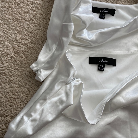 Lulus White Satin Two-Piece Midi Dress - Picture 5 of 6